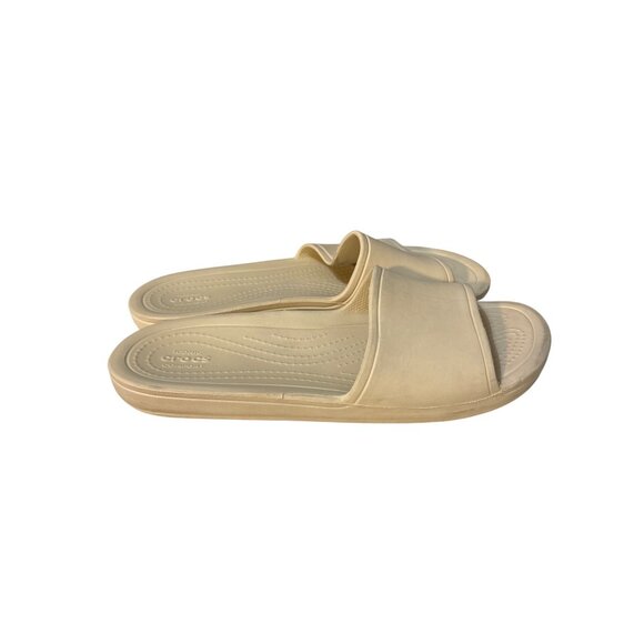 Crocs Womens Beige Slide Sandals W10 Lightweight & Durable Rubber - Picture 3 of 7